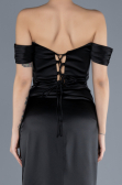 Abschlusskleid Lang Satin Schwarz ABU4582