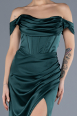 Abschlusskleid Lang Satin Smaragdgrün ABU4582