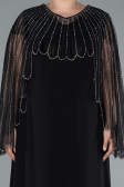 Abendkleid in Übergröße Lang Chiffon Schwarz ABU4632