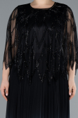 Abendkleid in Übergröße Lang Chiffon Schwarz ABU4633