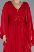 Abendgarderobe in Großen Größen Lang Chiffon Rot ABU4638