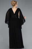 Abendgarderobe in Großen Größen Lang Chiffon Schwarz ABU4638