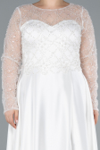 Brautkleid In Übergröße Lang Satin Weiß ABU4639