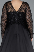 Brautkleid In Übergröße Lang Satin Schwarz ABU4639