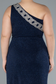 Abendkleid in Übergröße Lang Marineblau ABU4601
