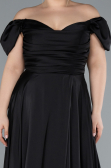 Abendgarderobe in Großen Größen Lang Satin Schwarz ABU4576