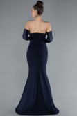 Abendkleid im Meerjungfrau-Stil Lang Marineblau ABU4637
