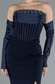 Abendkleid im Meerjungfrau-Stil Lang Marineblau ABU4637