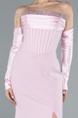 Abendkleid im Meerjungfrau-Stil Lang Puder ABU4637