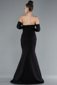 Abendkleid im Meerjungfrau-Stil Lang Schwarz ABU4637