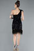 Partykleid Kurz Schuppig Schwarz ABU4580