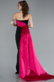 Abendkleid Lang Fuchsie-Schwarz ABU4690