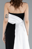Abendkleid Lang Schwarz-Weiß ABU4690