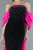 Abendkleid Lang Fuchsie-Schwarz ABU4701