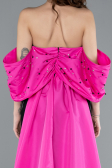 Abendkleid Lang Fuchsie-Schwarz ABU4701