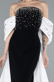 Abendkleid Lang Schwarz-Weiß ABU4701