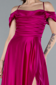 Abschlusskleid Lang Satin Fuchsie ABU4703