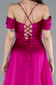 Abschlusskleid Lang Satin Fuchsie ABU4703