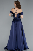 Abschlusskleid Lang Satin Marineblau ABU4703