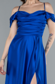 Abschlusskleid Lang Satin Sächsischblau ABU4703