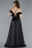 Abschlusskleid Lang Satin Schwarz ABU4703