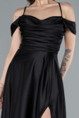 Abschlusskleid Lang Satin Schwarz ABU4703