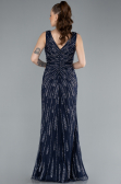 Abendkleid in Übergröße Lang Marineblau ABU4717