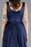 Abendkleid Lang Satin Marineblau ABU4715