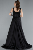 Abendkleid Lang Satin Schwarz ABU4715