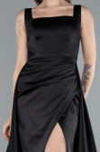 Abendkleid Lang Satin Schwarz ABU4715