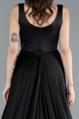 Abendkleid Lang Satin Schwarz ABU4715