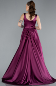 Abendkleid Lang Satin Kirschrot ABU4715