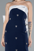 Abendkleid Lang Marineblau-Weiß ABU4716