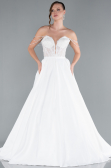Hochzeitskleider Lang Satin Weiß ABG097