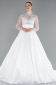 Hochzeitskleider Lang Satin Weiß ABU4249