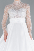 Hochzeitskleider Lang Satin Weiß ABU4249