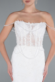 Hochzeitskleider Lang Spitze Weiß ABG035
