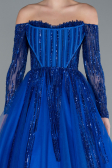 Designer Abendkleid Lang Sächsischblau ABU4719