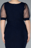 Einladungskleid In Übergröße Kurz Marineblau ABK2247