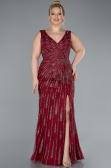 Abendkleid in Übergröße Lang Weinrot ABU4717