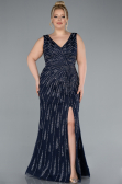 Abendkleid in Übergröße Lang Marineblau ABU4717