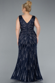 Abendkleid in Übergröße Lang Marineblau ABU4717