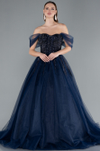 Designer Abendkleid Lang Marineblau ABU4762