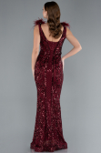 Abendkleid im Meerjungfrau-Stil Lang Weinrot ABU3669