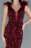 Abendkleid im Meerjungfrau-Stil Lang Weinrot ABU3669