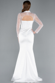 Abendkleid Lang Satin Weiß ABU4765