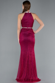 Abendkleid im Meerjungfrau-Stil Lang Fuchsie ABU4766