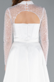 Abendkleid Lang Satin Weiß ABU4765