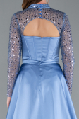 Abendkleid Lang Satin Indigo ABU4765