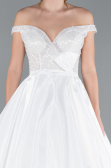 Hochzeitskleider Lang Satin Weiß ABG091
